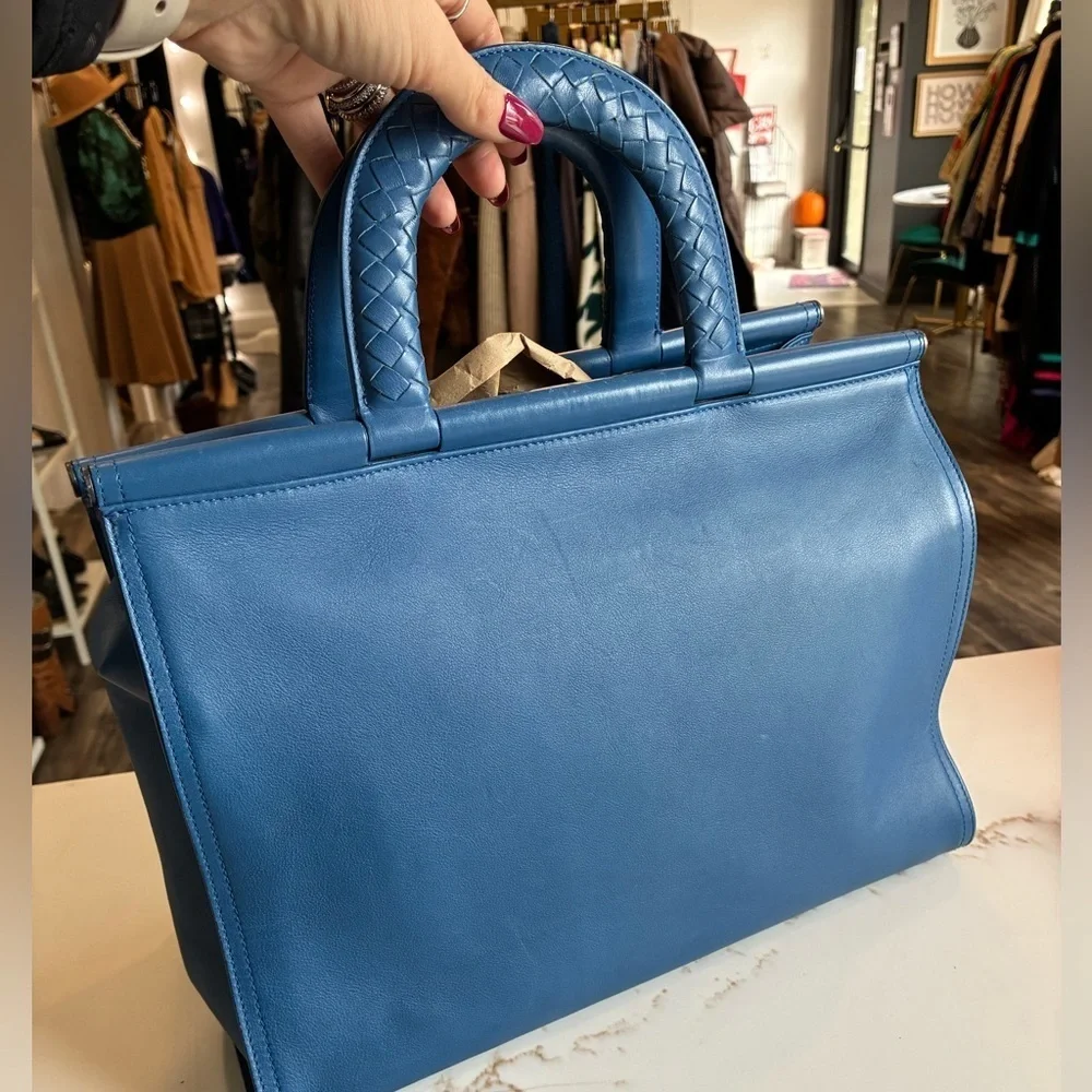 Bottega Veneta blue satchel bag